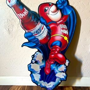 Vintage Bud Man Tin Sign